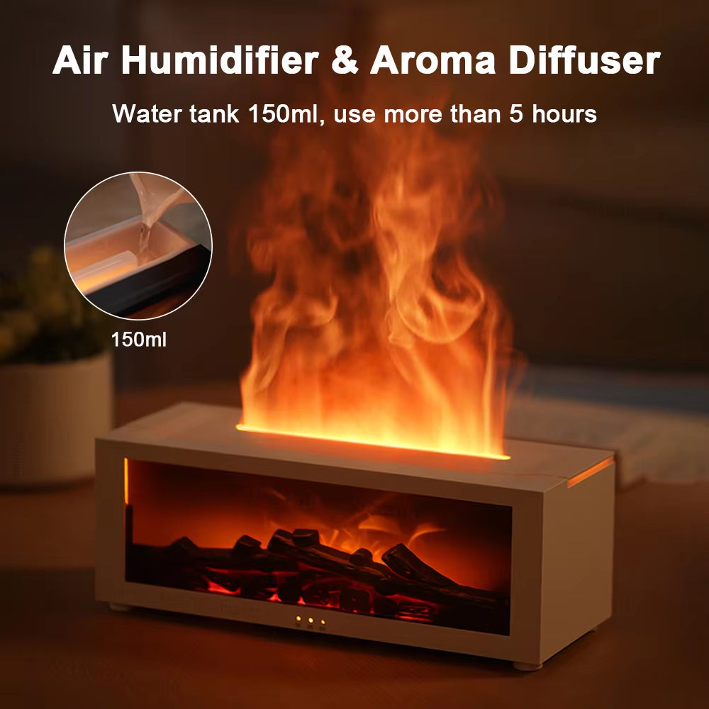 Flame Aroma Humidifier & Essential Oil Diffuser with Night Light – 150ml Capacity - VOLARA Supply