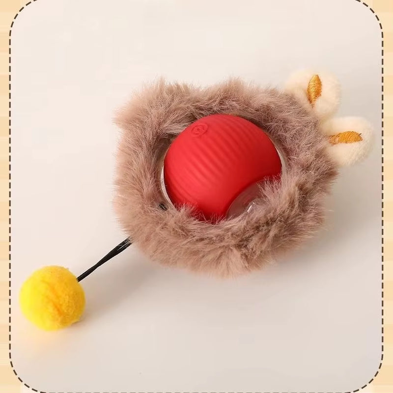 Interactive Plush Cat Toy Ball - Rolling & Teasing Motion for Active Play - VOLARA Supply