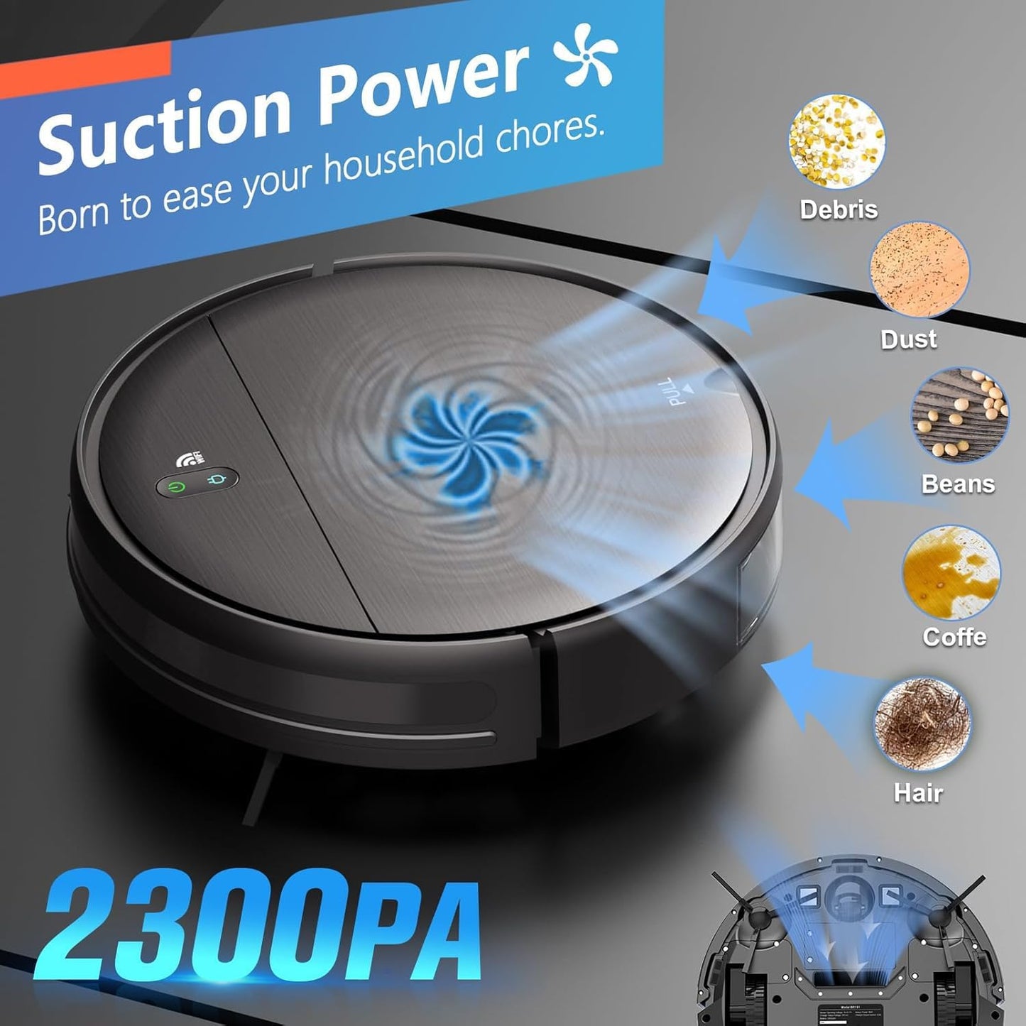 2-in-1 Robot Vacuum and Mop with Smart App Control, Obstacle Avoidance, and Self-Charging - VOLARA Supply