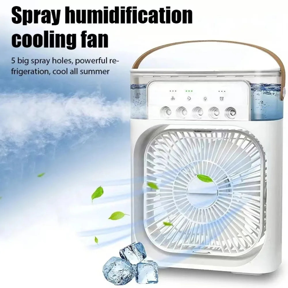 Portable Air Mist Cooling Fan – 5-Hole Spray, USB Rechargeable, Instant Cool Vapor for Home & Office - VOLARA Supply