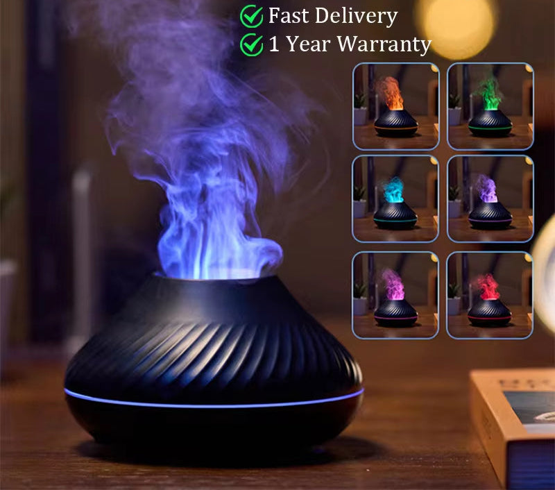 Volcano Flame Aromatherapy Diffuser & Humidifier – 130ml USB with Colorful Night Light - VOLARA Supply