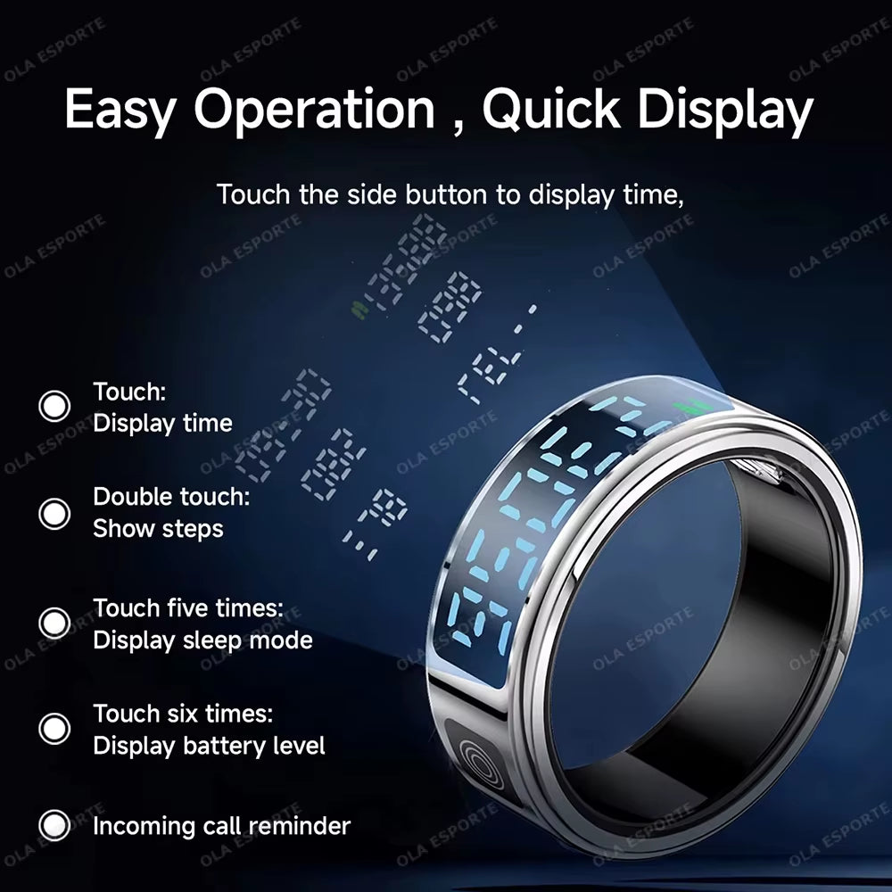 Smart Ring with OLED Display – Fitness & NFC Ready - VOLARA Supply