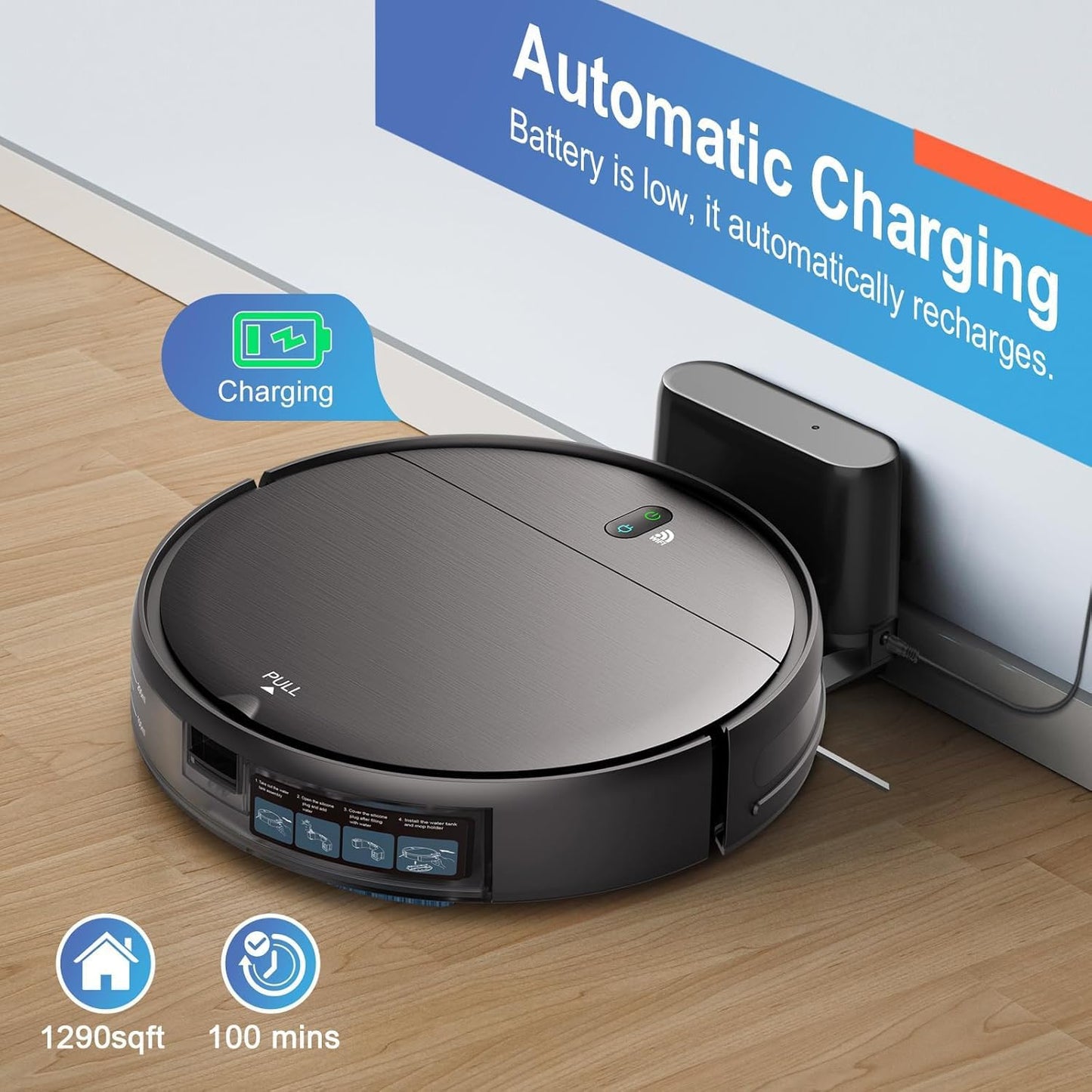 2-in-1 Robot Vacuum and Mop with Smart App Control, Obstacle Avoidance, and Self-Charging - VOLARA Supply