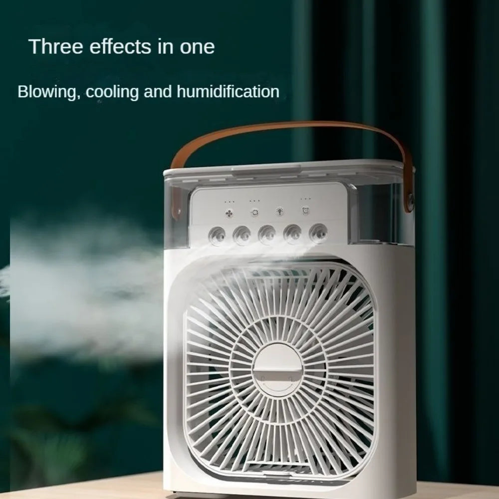 Portable Air Mist Cooling Fan – 5-Hole Spray, USB Rechargeable, Instant Cool Vapor for Home & Office - VOLARA Supply