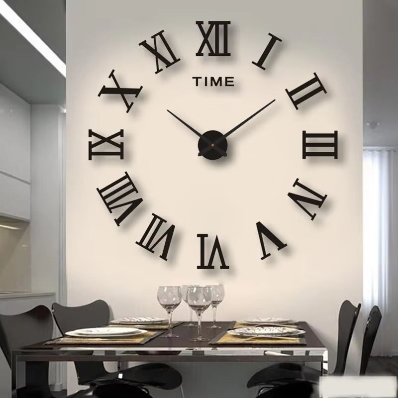 3D Acrylic Digital Wall Clock Roman Numerals Design Mirror Wall Clock Fashion Large round Wall Clock DIY Self Adhesive Clocks - VOLARA Supply