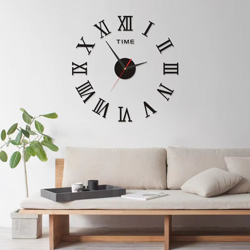 3D Acrylic Digital Wall Clock Roman Numerals Design Mirror Wall Clock Fashion Large round Wall Clock DIY Self Adhesive Clocks - VOLARA Supply